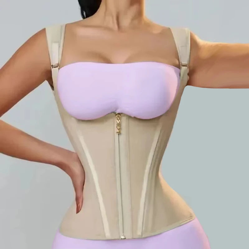 BLINKY Shapewear Body Shaper Women Double Compression Waist Trainer Corset with Bone Adjustable Zipper and Hook-eyes Flat Belly