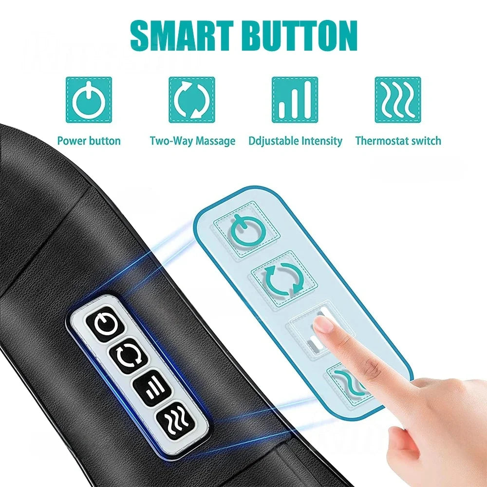 BLINKY Neck and Shoulder Massager Heated Back Massager U Shape Deep Kneading Electric Massage Pillow For Neck Waist Leg Body